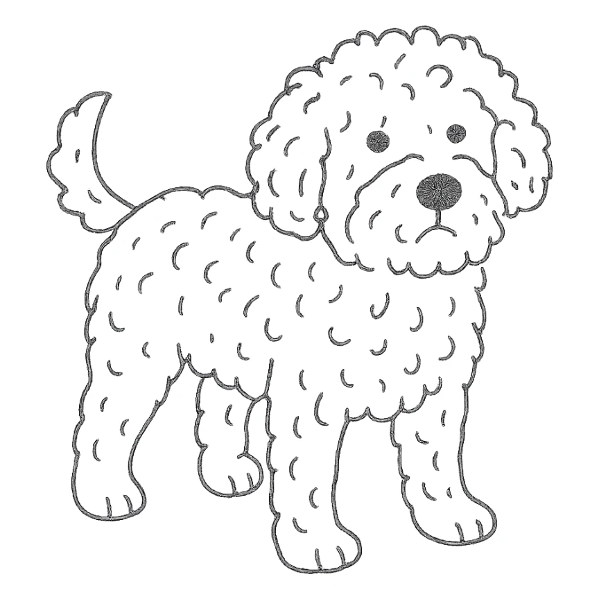 roan Lagotto Romagnolo dog hand-drawn outline icon sticker