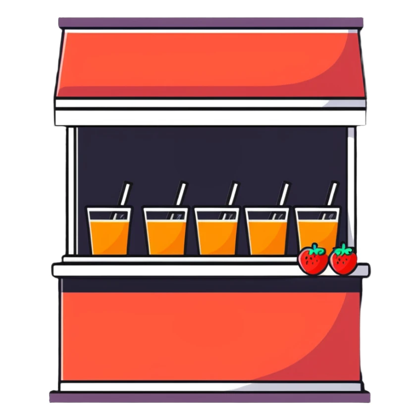 fresh fruit juice bar with colorful drinks sticker