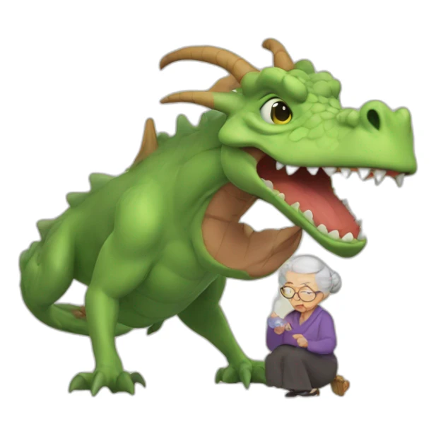 Dragon farting in an old lady sticker