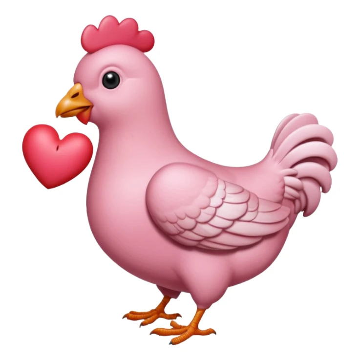 An pink pigeon eating heart shaped chicken  sticker