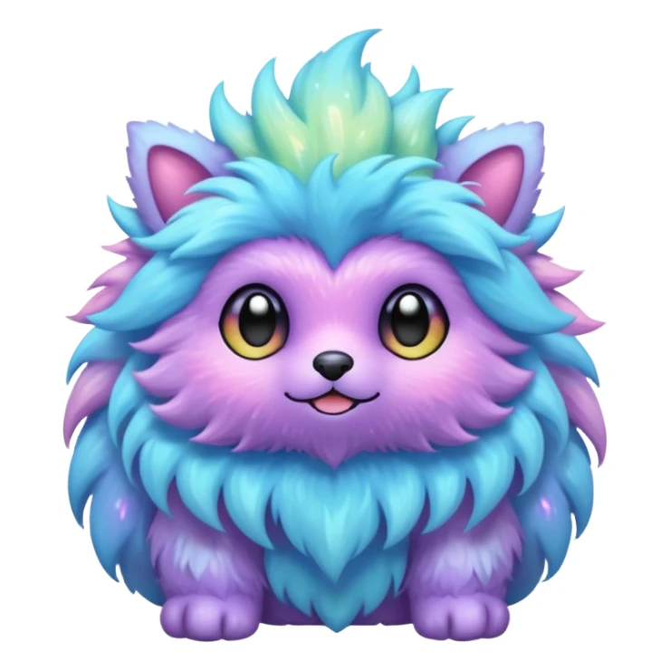 Pastel furry fluffy nebula glittery Randomly-colored sparkly exotic Fakémon-creature sticker