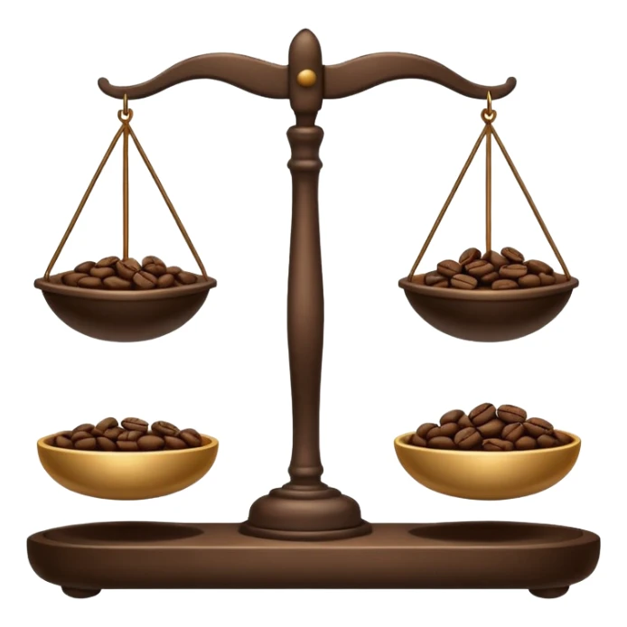 Simple balance scale with coffee on the strong side (left) and sleep/ bed on the weak side (right) sticker