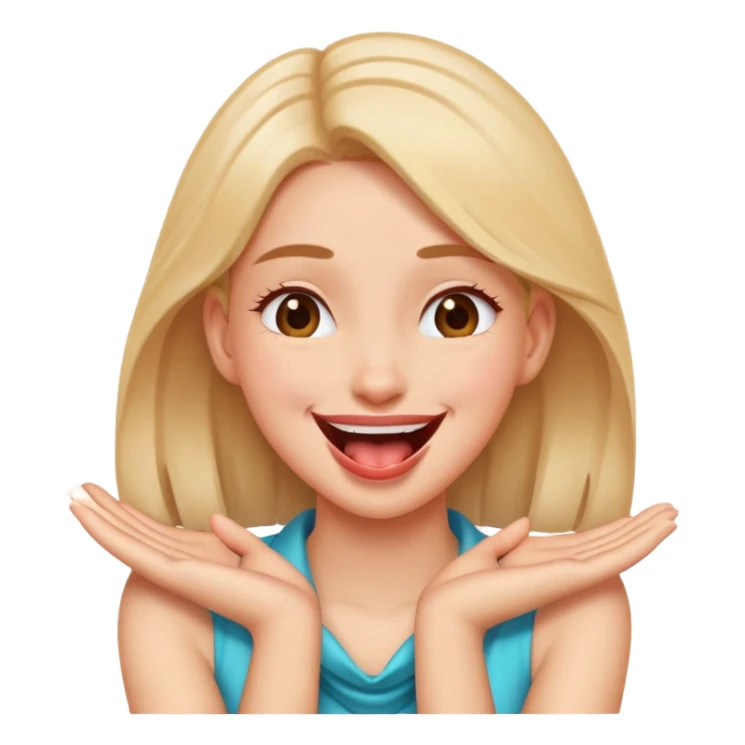 hands crossed over holding neck girl laughing tongue out sticker