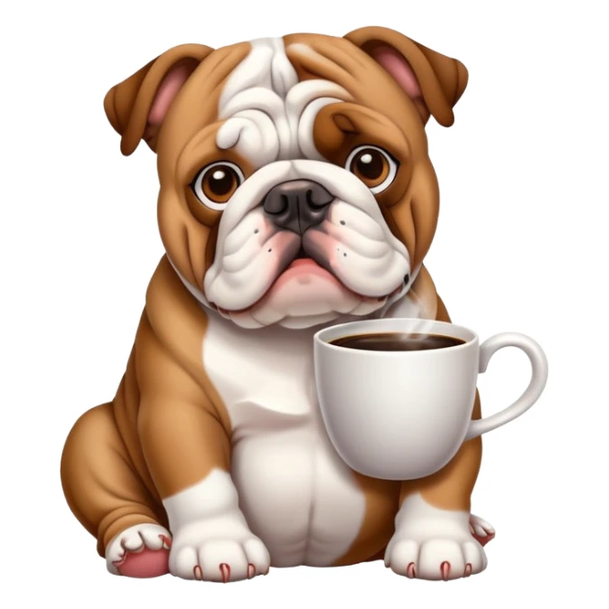 English bulldog relaxing with coffee sticker