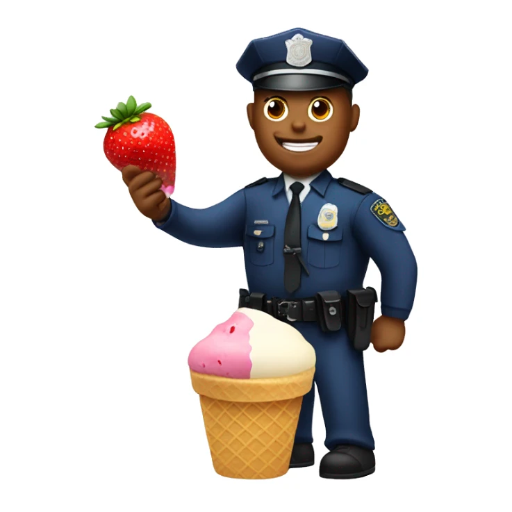 Police man ice cream blueberries and strawberry  sticker