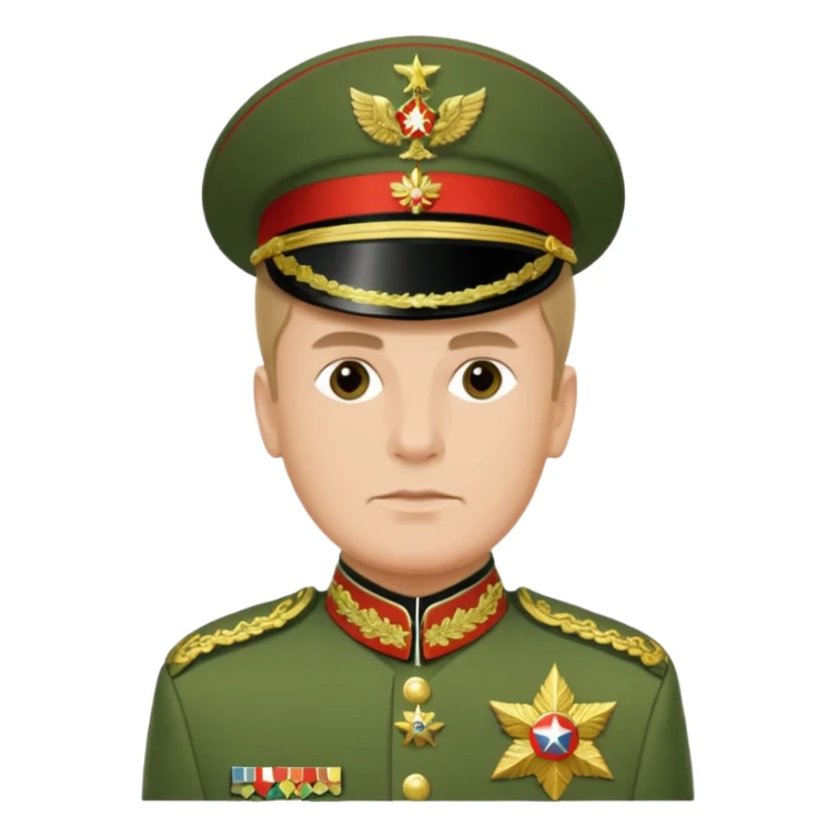 Generate a photorealistic Russian general in a green general's uniform. maximum quality and realism sticker