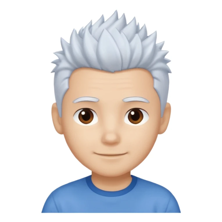 A light-skinned boy with soft, spiky white hair,, brown eyes, and a gentle smile. sticker