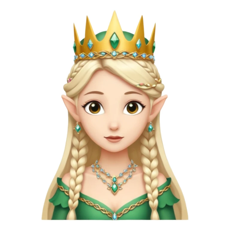 royal elf princess, elegant side braid, jeweled crown sticker