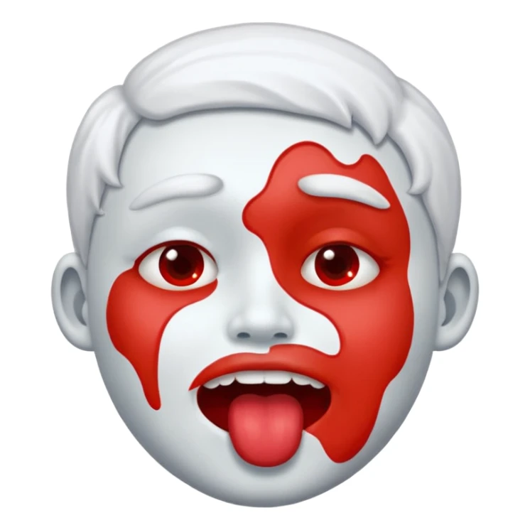 A face showing physical delight and a red face with white paint around its mouth With lots of drool sticker