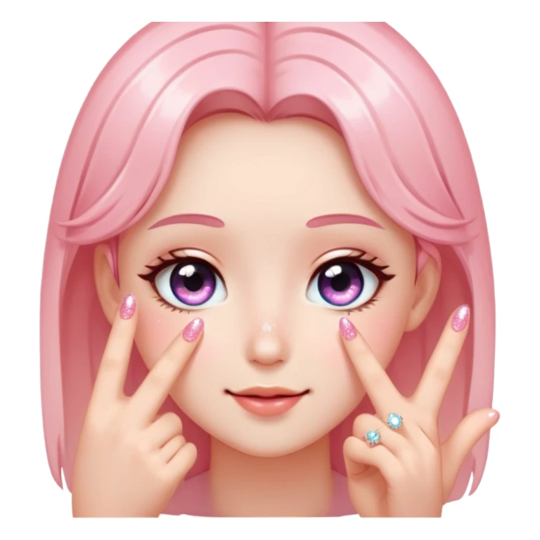 Uwu where the two fingers are touching and the eyes have a sparkle to them and blushing sticker