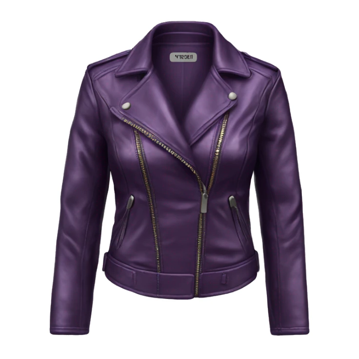 Realistic womens fashion metallic dark purple leather jacket. sticker