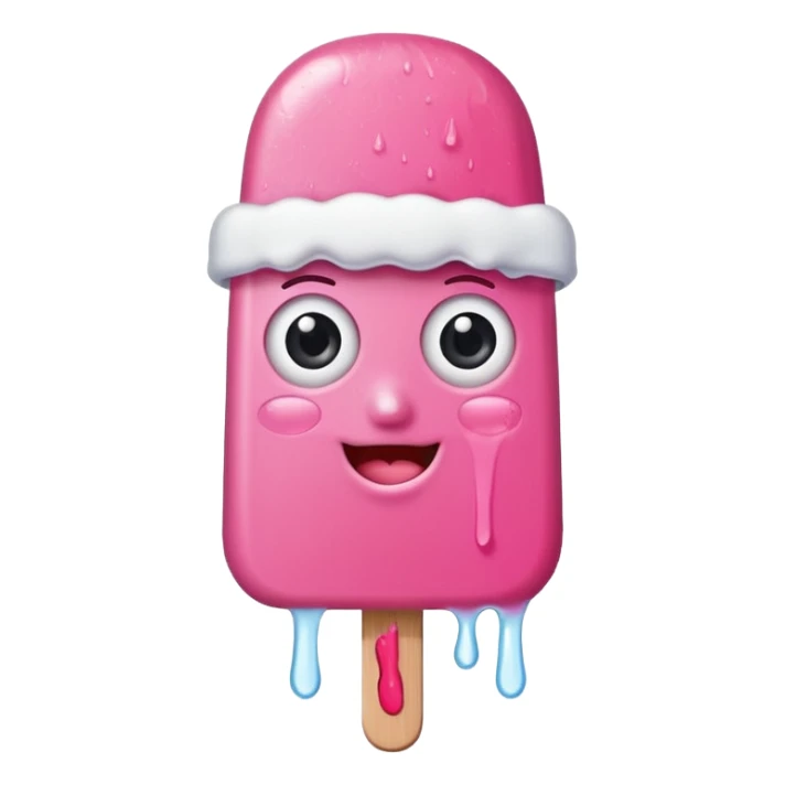 happy pink popsicle with eyes and white beanie sticker