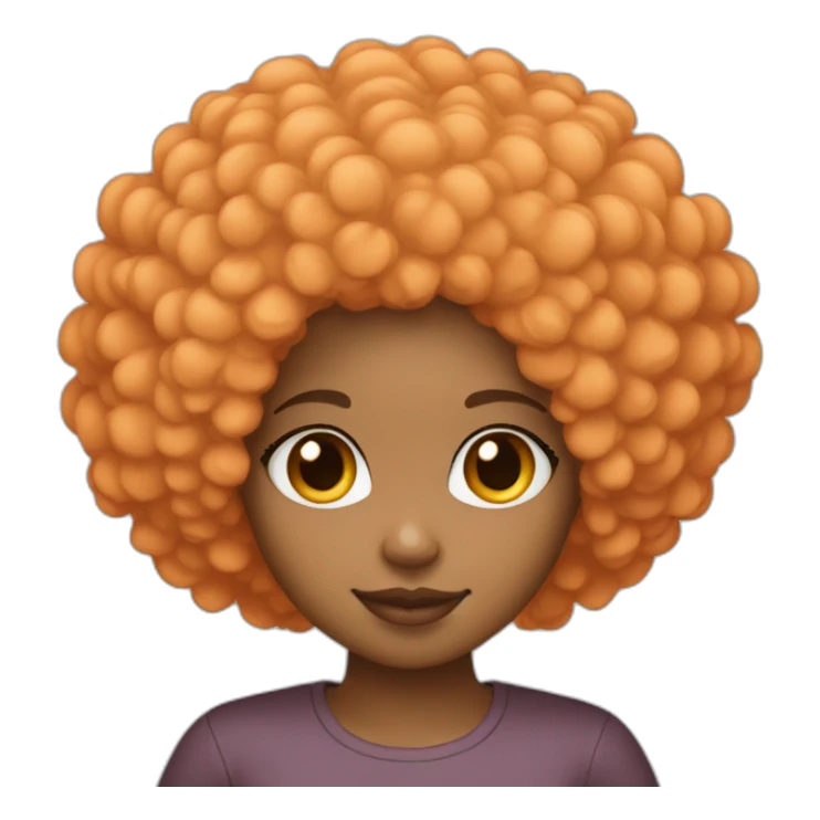 Light skin girl afro orange with heart shaped hands sticker