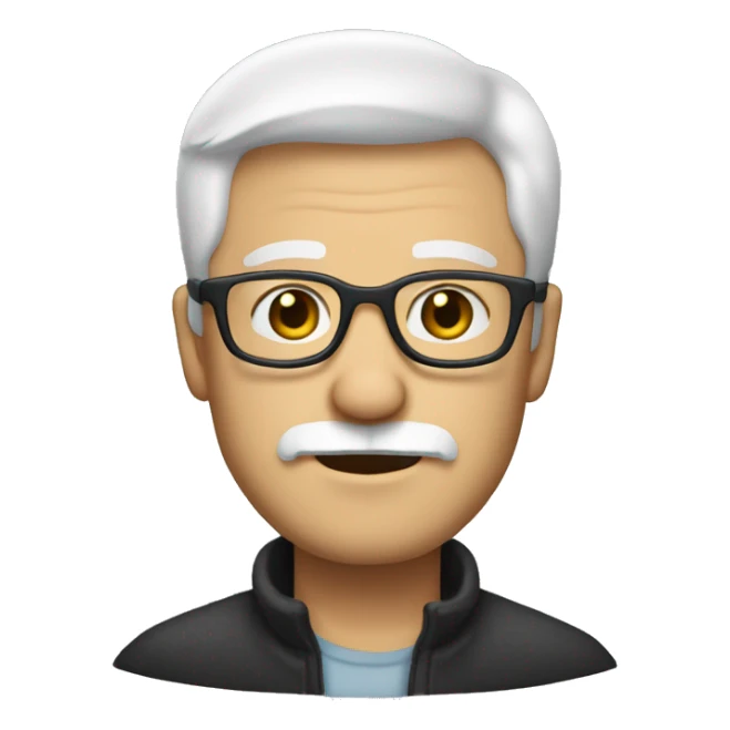 white guy with white hair and short white beard and glasses sticker