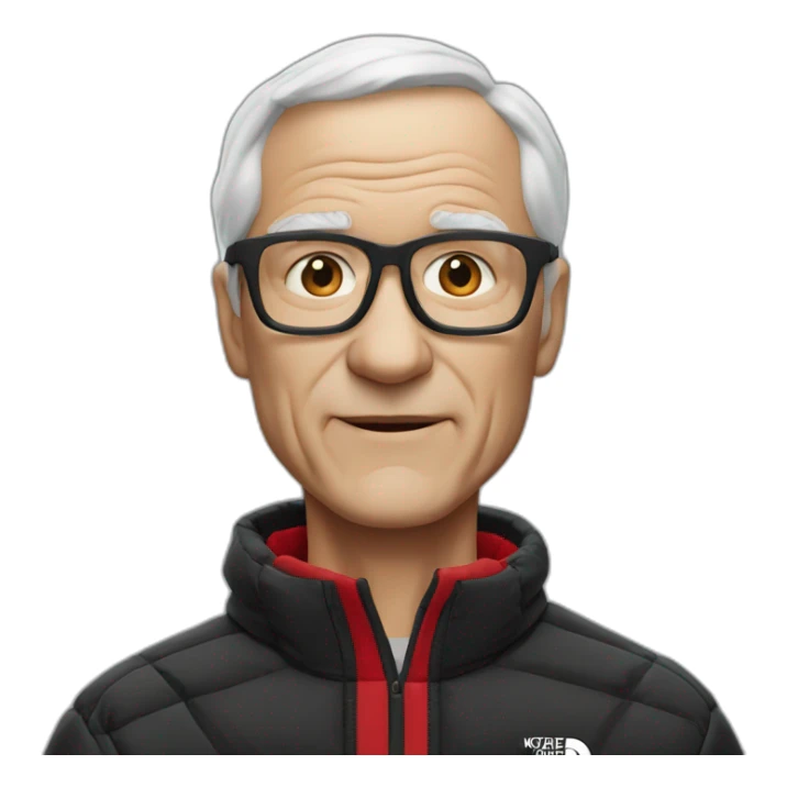 old white man without glasses with black and red supreme north face jacket sticker