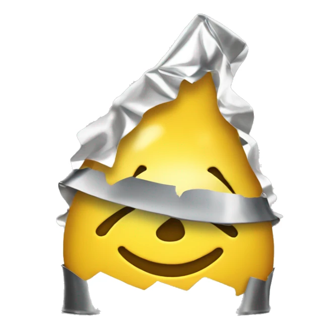 excited yellow emoji with crunched pointy tin foil hat sticker