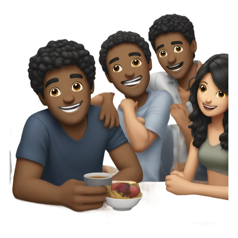 happy moment with friends guy with black hair sticker