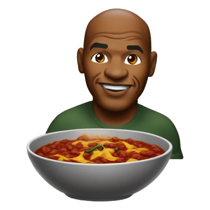 Mike Tyson rating a bowl of Chili sticker
