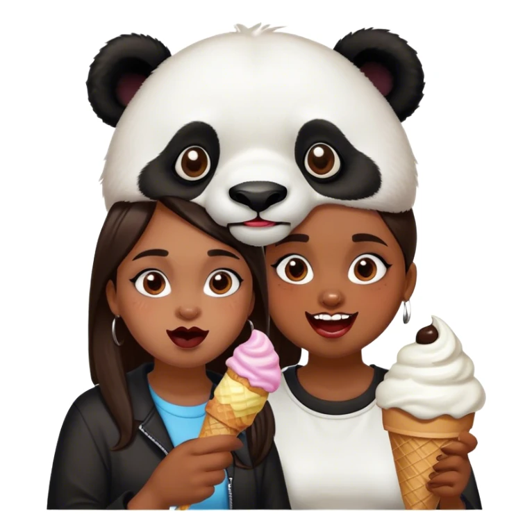 Panda eating ice cream with an ugly girl  sticker