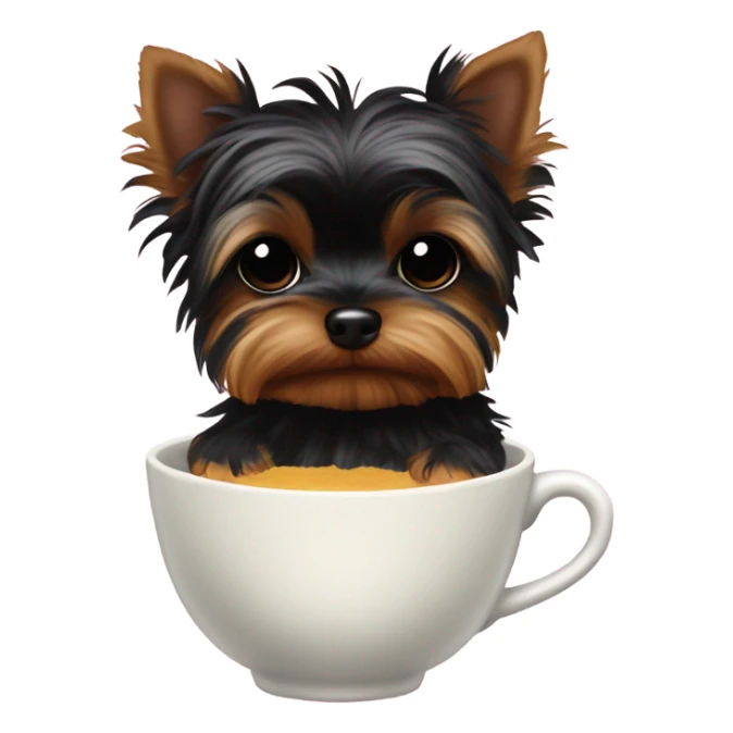 Black teacup Yorkie with a sucker sticker