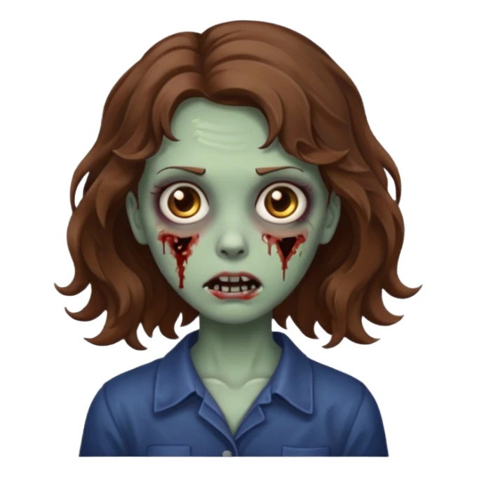 zombie girl tale brown hair wavy sticker
