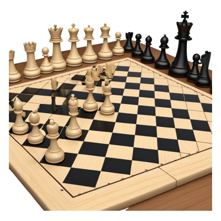 A chessboard with a few strategically placed pieces, including a king, queen, and pawns. The scene highlights the classic black and white squares of the board, emphasizing strategy and thoughtfulness in the game of chess. sticker
