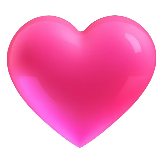 3D emoji style pink heart with glowing neon effect sticker