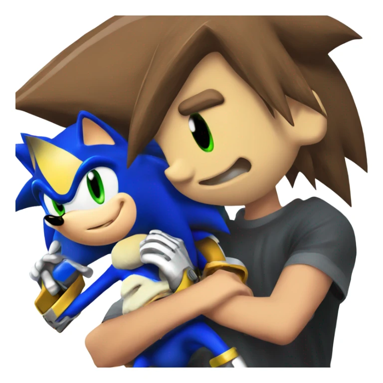 sonic the hedgehog with sora from kingdomhearts in a head lock sticker
