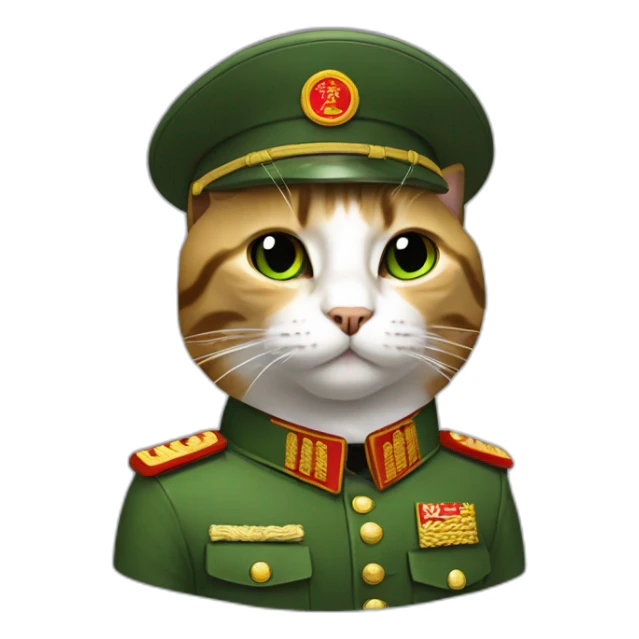 cat wearing chairman mao green military berethat sticker