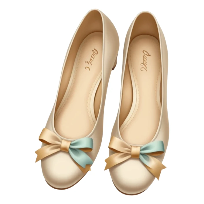 Beige realistic vintage silk bow ballerina shoes sticker