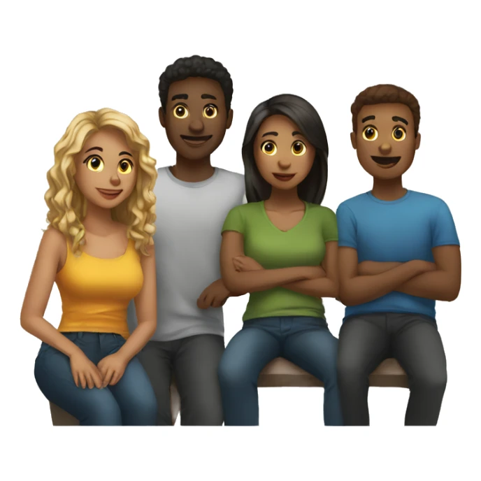 Group of young people having a discussion online sticker