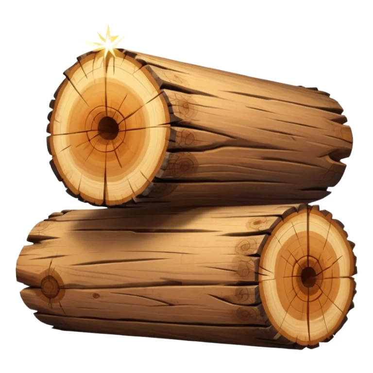 two logs, one propped up sideways on the bottom log, with a sparkle in the foreground sticker