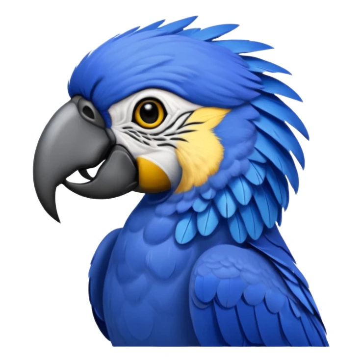 Hyacinth macaw with all blue feathers except for yellow around beak and eyes sticker