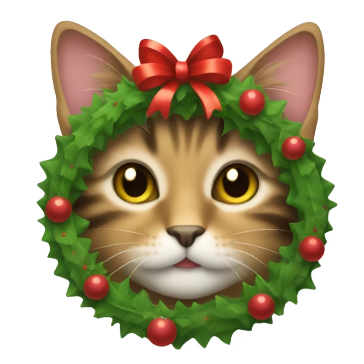 Tabby cat with Christmas wreath sticker