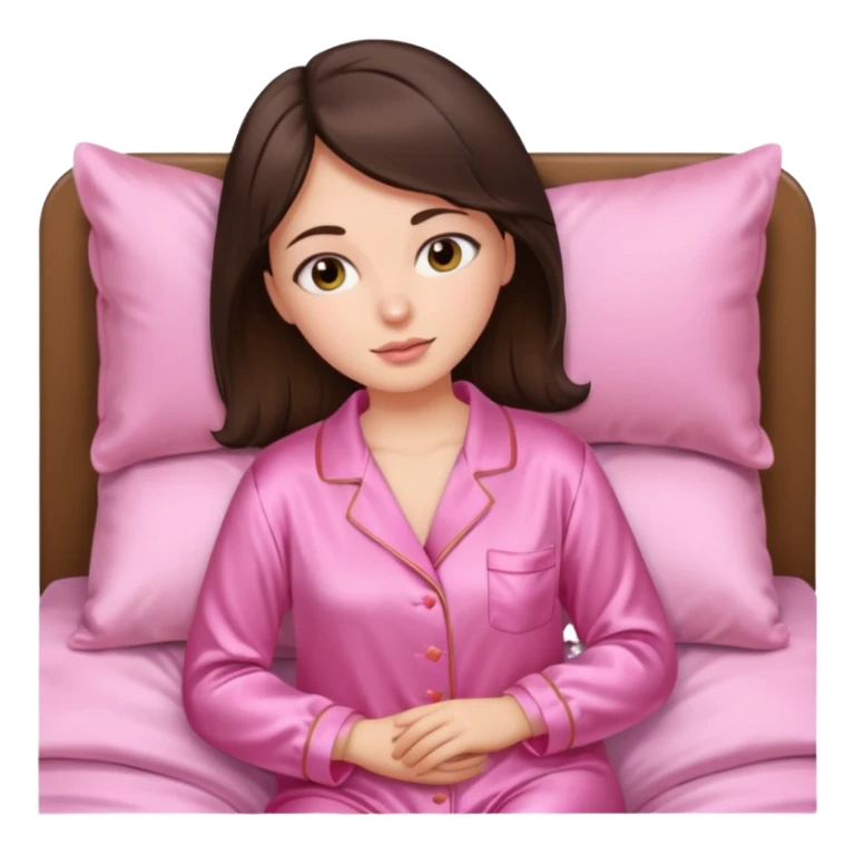 Brunette wearing pink silk pjs going to sleep sticker