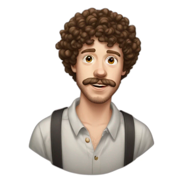 jack harlow con una gran barba y bigote, imagen realista  sticker