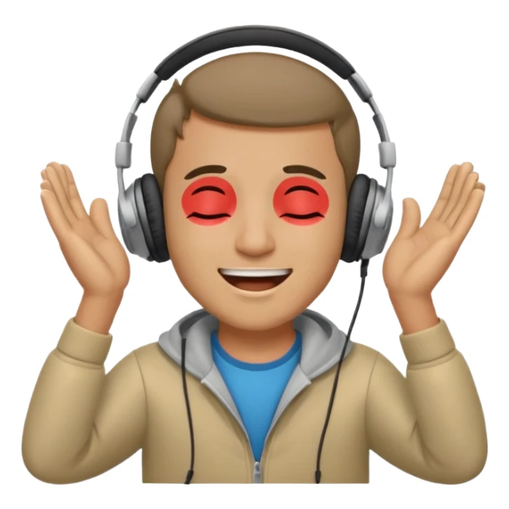 happy guy listening and chanting to music on a headphone sticker