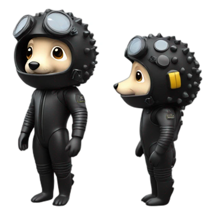 hedgehog in black rubber shiny diving suit sticker