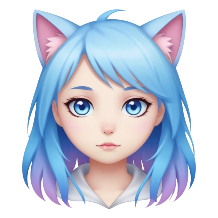 Gorgeous Cute Edgy Kawaii Pastel Gradient Beautiful Anime Emo CatLady blueyes sticker