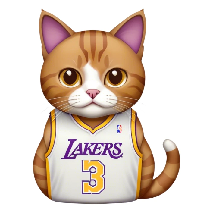 white brown Cat wearing a lakers lebron james jersey  sticker
