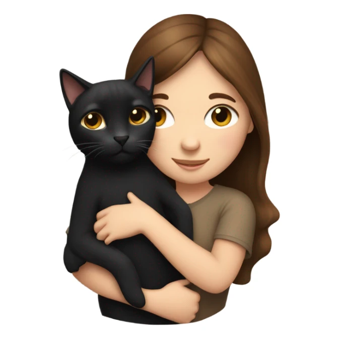 1 brown haired girl snuggling black cat  sticker