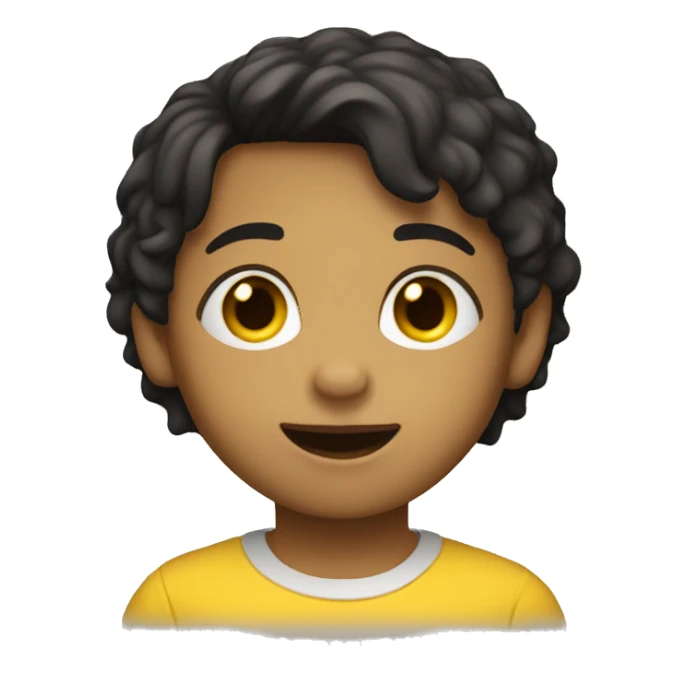 Dark-haired kids with coby haircut and yellow t-shirt  sticker