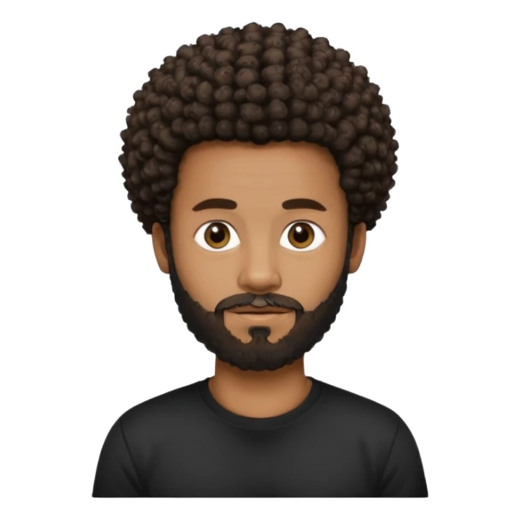 Medium brown skin man with beard and a tiny curly  Afro fade with dark dark brown eyes  sticker