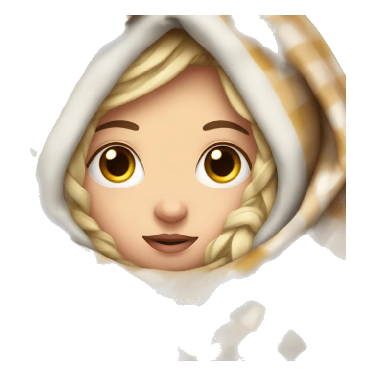 White girl snuggled in a blanket freezing sticker