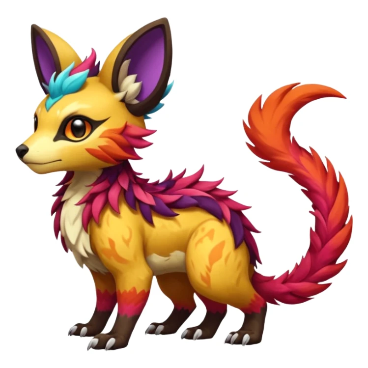 Rare realistic exotic cute epic pretty beautiful handsome gorgeous aesthetic colorful vibrant Vernid-Protogen-Primagen-Wickerbeast-species-Fakemon-creature by LiLaiRa, random markings, tufted ears, full body sticker