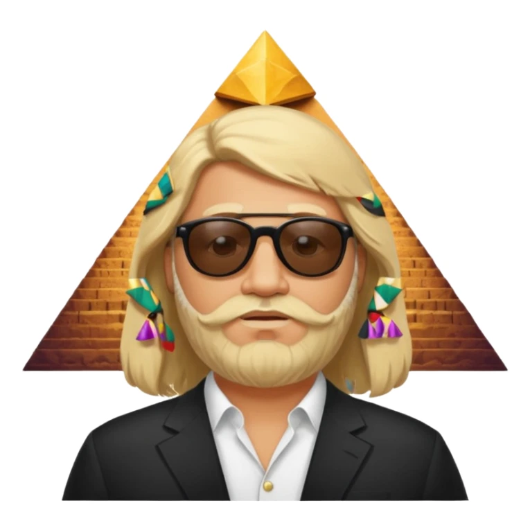 fat male blond long hair agent with three-day-beard in egypt with pyramid. sticker