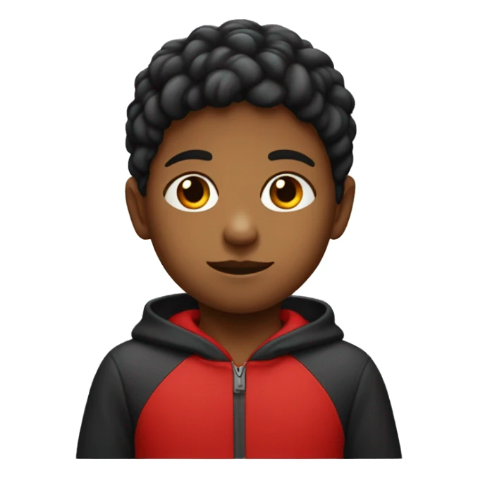 un enfant de couleur de peaux noir avec un sweat rouge sticker