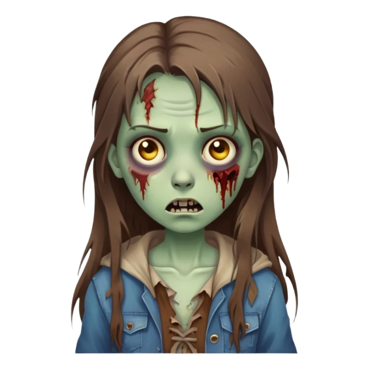 zombie girl with long brown hair sticker