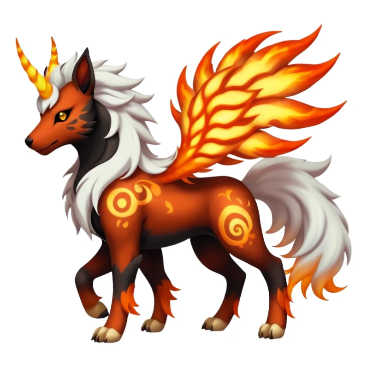 Shiny Exotic Gothic Rapidash-Houndoom-Arcanine-Pokémon-Fakémon-hybrid-creature sticker