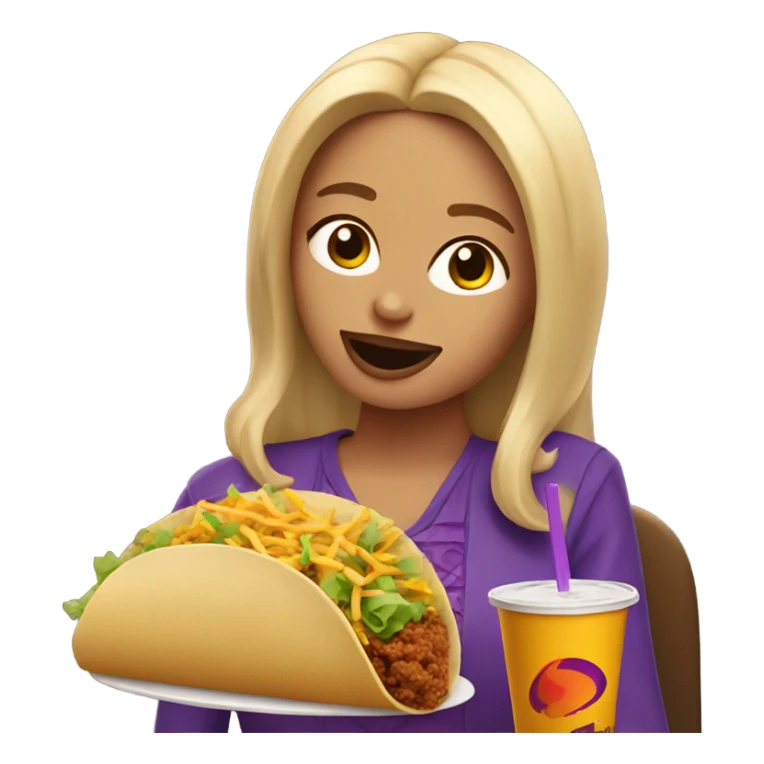 blonde girl eating taco bell sticker